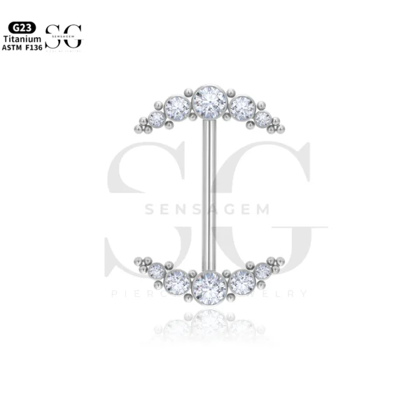 SG9042 Titanium Double Moon Nipple Piercing Jewelry - Image 2