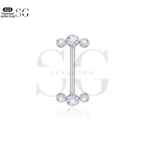 SGYS9023 Triple Gem Titanium Nipple Piercing Jewellery