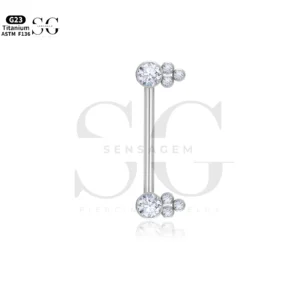 SGYS9024 Titanium Female Nipple Piercing with CZ Ends