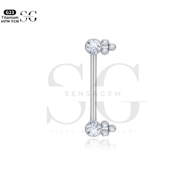 SGYS9024 Titanium Female Nipple Piercing with CZ Ends