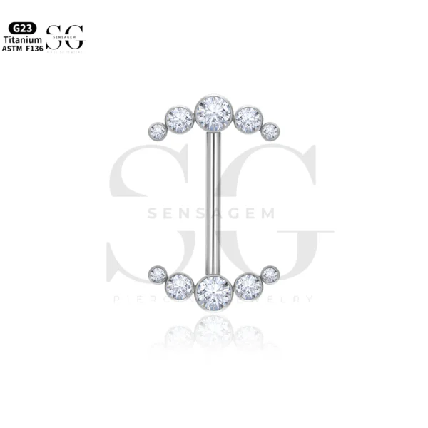 SGYS9025 Titanium Nipple Piercing Jewellery with 5 CZ Ends - Image 2