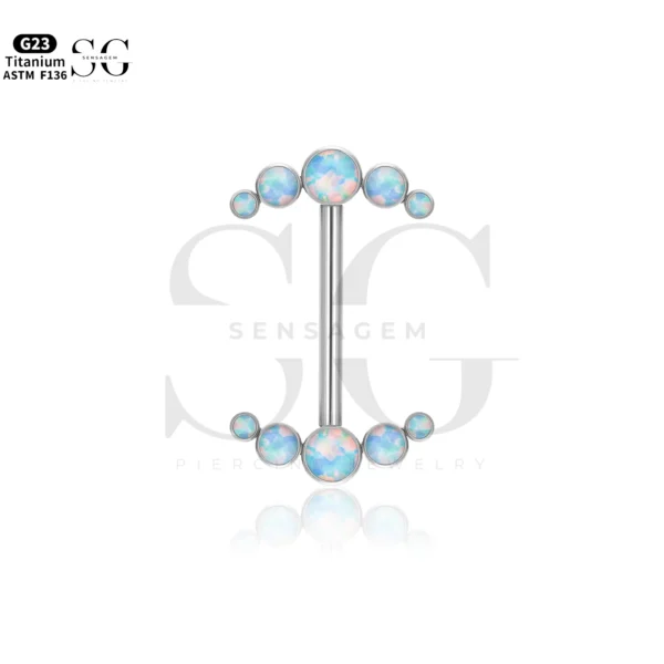 SGYS9025 Titanium Nipple Piercing Jewellery with 5 CZ Ends - Image 3