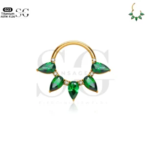 SG3225 Titanium Clicker Nose Ring with White or Green Zircon