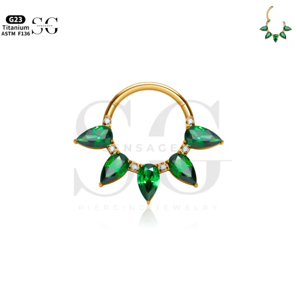 SG3225 Titanium Clicker Nose Ring with White or Green Zircon