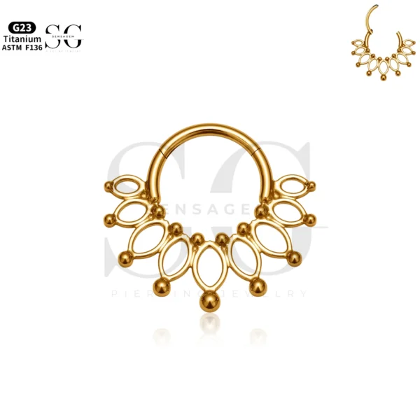 SG3228 Delicate Titanium Nose Ring with Lace Zircon Design Gold Color