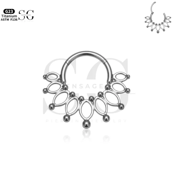 SG3228 Delicate Titanium Nose Ring with Lace Zircon Design Titanium Color