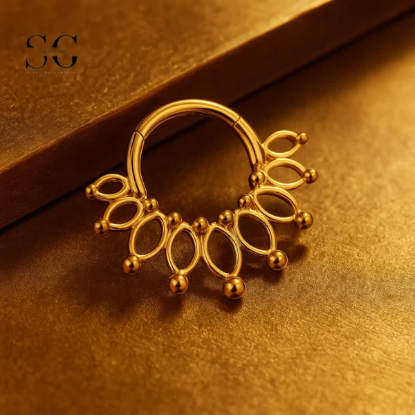 SG3228 Delicate Titanium Nose Ring with Lace Zircon Design