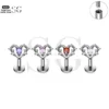 SG4301 Branch Heart Labret Piercing Stud Titanium -different color zircon