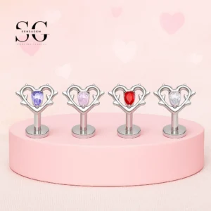 SG4301 Branch Heart Labret Piercing Stud Titanium