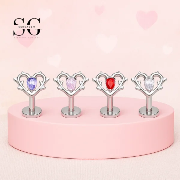 SG4301 Branch Heart Labret Piercing Stud Titanium