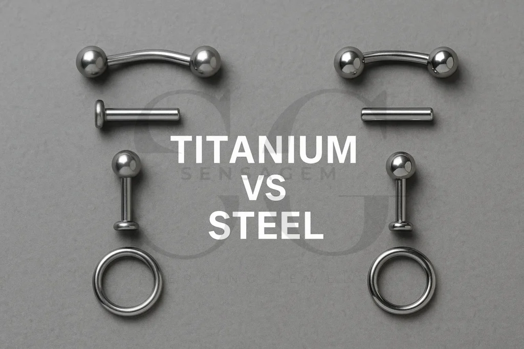 How to Choose Between Titanium and Stainless Steel for Different Piercing Types 1 Titanium vs Stainless Steel body jewelry side-by-side comparison