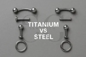 Titan gegen Edelstahlkörperschmuck nebeneinander vergleich