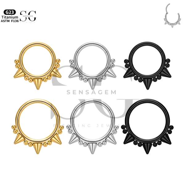Sensagem SG3165 G23 Titanium Spiked Septum Clicker Ring