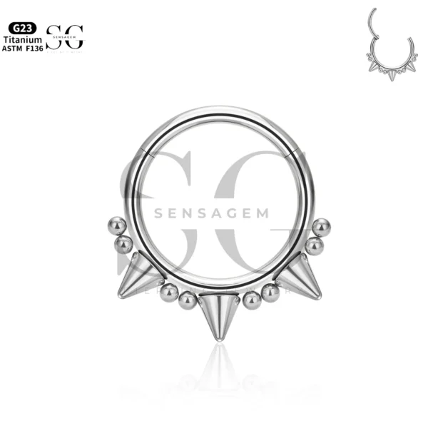 Sensagem SG3165 G23 Titanium Spiked Septum Clicker Ring - Image 2