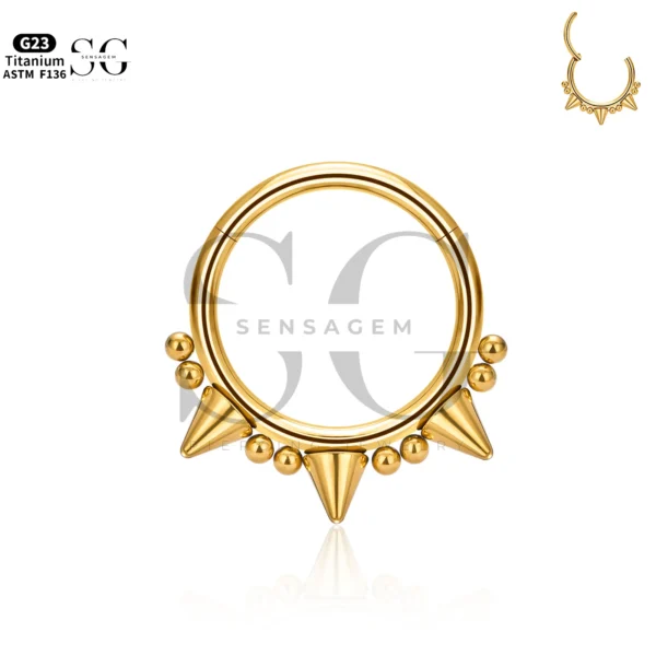Sensagem SG3165 G23 Titanium Spiked Septum Clicker Ring - Image 3