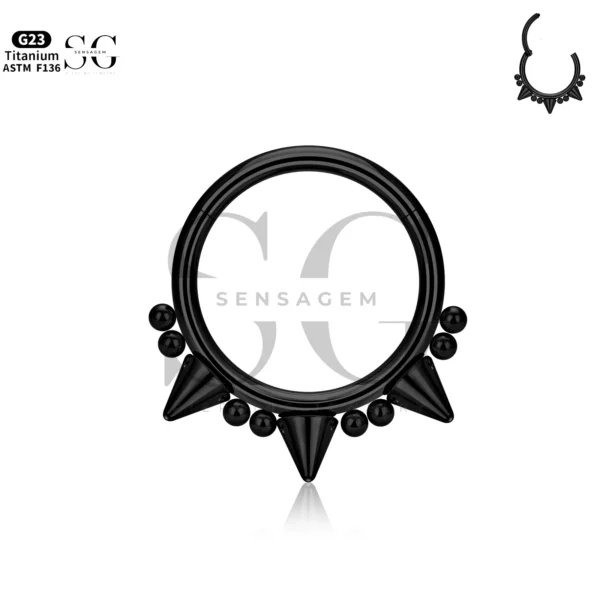 Sensagem SG3165 G23 Titanium Spiked Septum Clicker Ring - Image 4