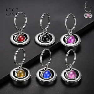 SG3230 Saturno Dangle Titanium Anillo de oreja con cristal de circón