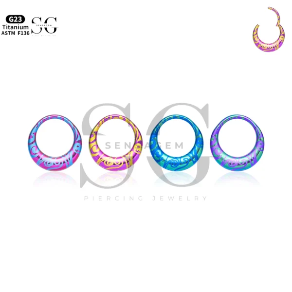 SG3245 Colorful G23 Titanium Nose Ring – 1.2×8/10/12mm | Gradient Purple, Blue, Green Shades