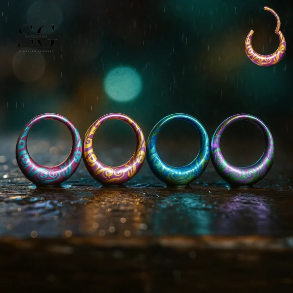SG3245 Colorful G23 Titanium Nose Ring – 1.2×8/10/12mm | Gradient Purple, Blue, Green Shades