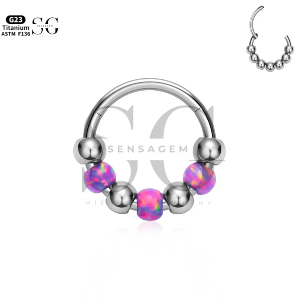 SG3246 G23 Titanium Nose Piercing Nose Ring with Opal – 1.2×8/10mm - Image 2