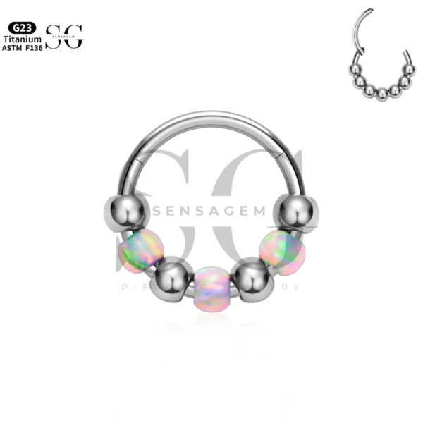 SG3246 G23 Titanium Nose Piercing Nose Ring with Opal – 1.2×8/10mm - Image 3