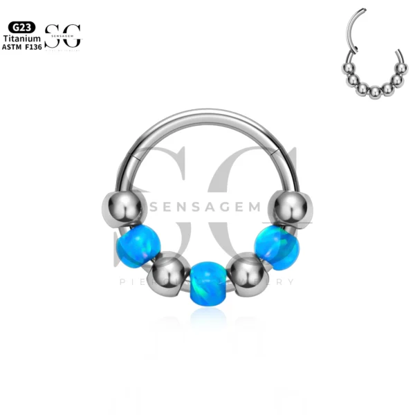 SG3246 G23 Titanium Nose Piercing Nose Ring with Opal – 1.2×8/10mm - Image 4