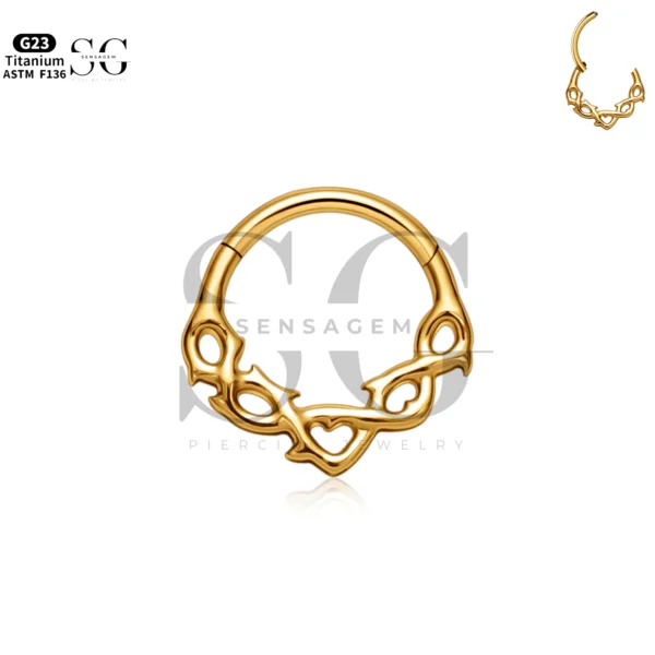 SG3249 G23 Titanium Gold Nose Ring – Hollow Design 1.2×8/10mm - Image 2