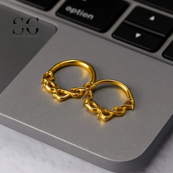 SG3249 G23 Titanium Gold Nose Ring – Hollow Design 1.2×8/10mm