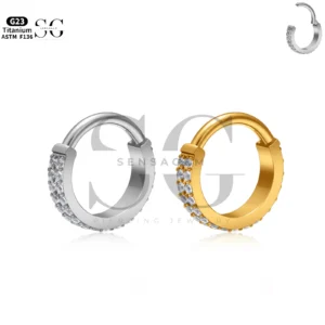 Sensagem SG3252 G23 Titanium Pavé Zircon Clicker Hoop Ring