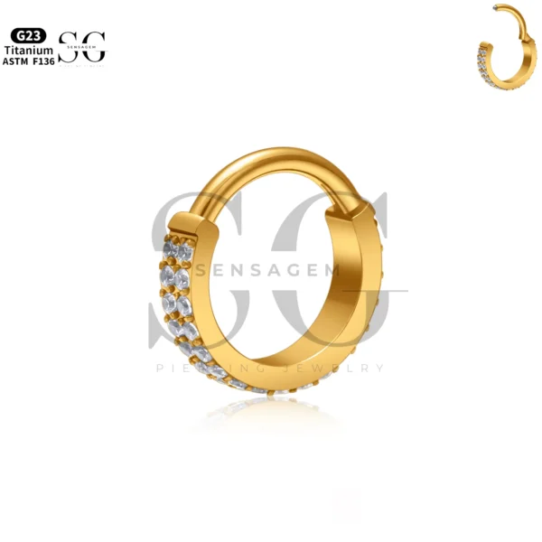 Sensagem SG3252 G23 Titanium Pavé Zircon Clicker Hoop Ring - Image 2