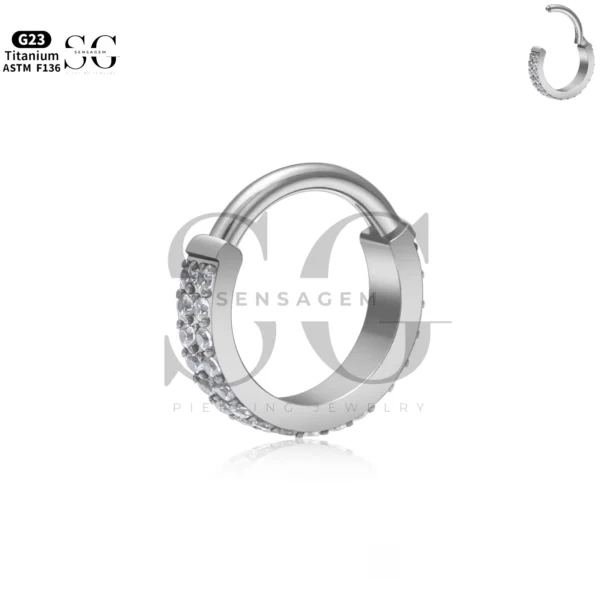 Sensagem SG3252 G23 Titanium Pavé Zircon Clicker Hoop Ring - Image 3