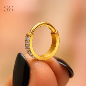 Sensagem SG3252 G23 Titanium Pavé Zircon Clicker Hoop Ring