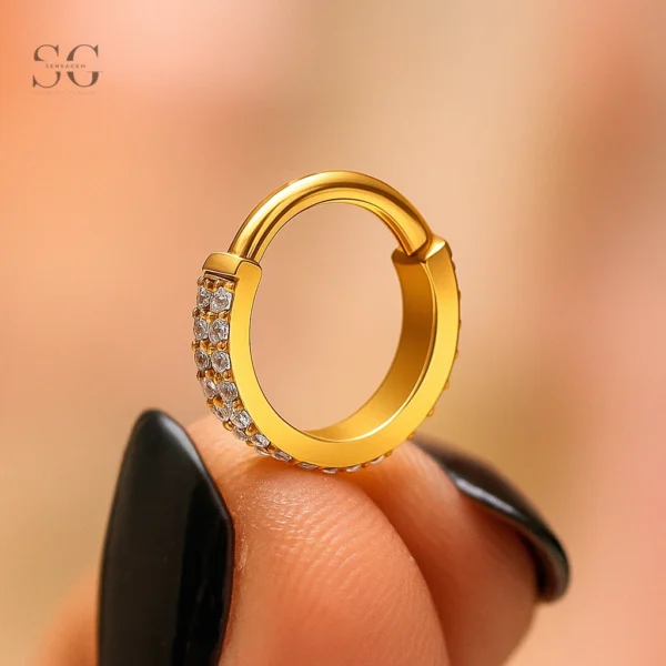 Sensagem SG3252 G23 Titanium Pavé Zircon Clicker Hoop Ring