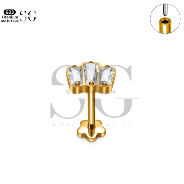 Sensagem SG4196 G23 Titanium Threadless Labret with Prong-Set Zircons - Image 5