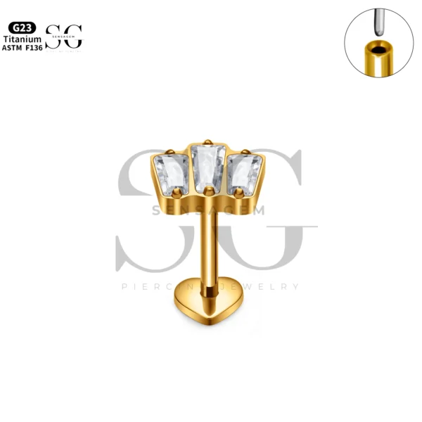 Sensagem SG4196 G23 Titanium Threadless Labret with Prong-Set Zircons - Image 4