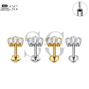 Sensagem SG4196 G23 Titanium Threadless Labret with Prong-Set Zircons