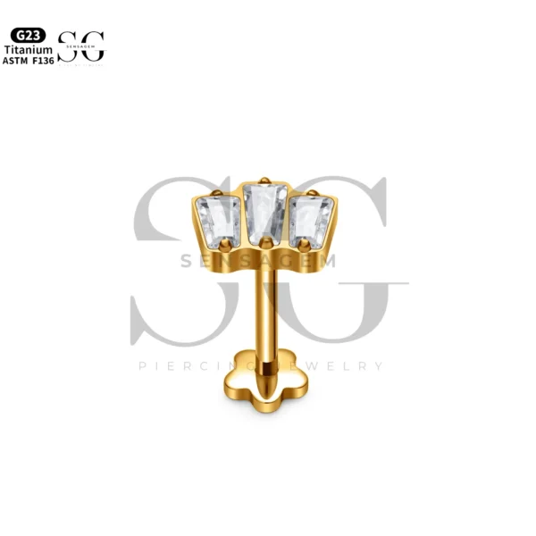 Sensagem SG4282 G23 Titanium Internally Threaded Labret with Prong-Set Zircons - Image 3