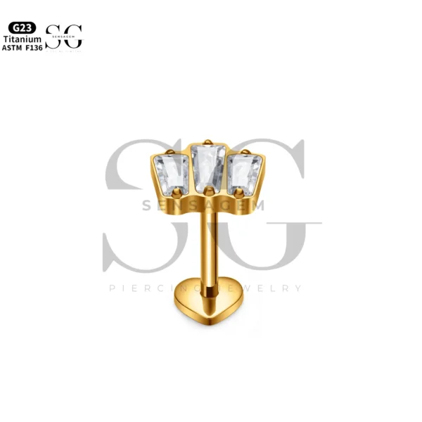 Sensagem SG4282 G23 Titanium Internally Threaded Labret with Prong-Set Zircons - Image 5