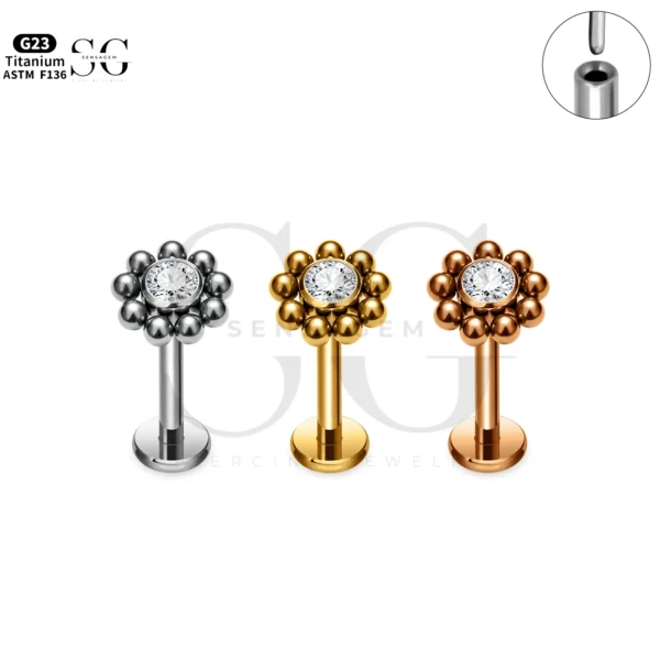 SG4283 Wholesale Titanium Labret with Round Zircon Ball