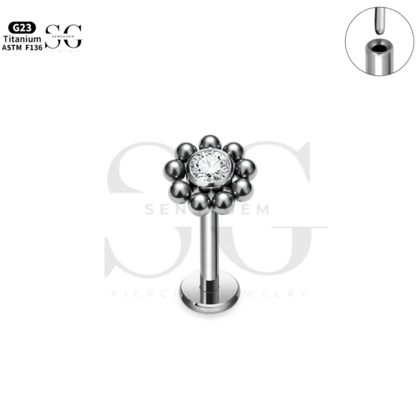 SG4283 Wholesale Titanium Labret with Round Zircon Ball - Image 2