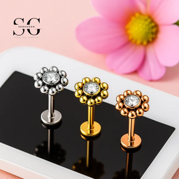 SG4283 Wholesale Titanium Labret with Round Zircon Ball