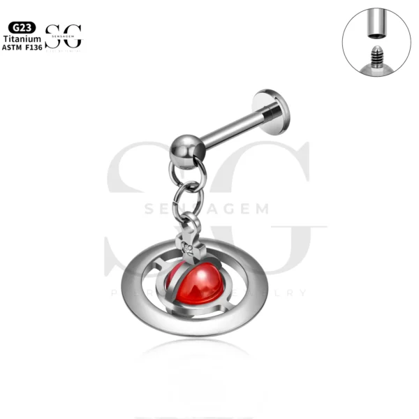 SG4285 Saturn Dangle Jewelry Labret Piercing in Titanium - Image 7