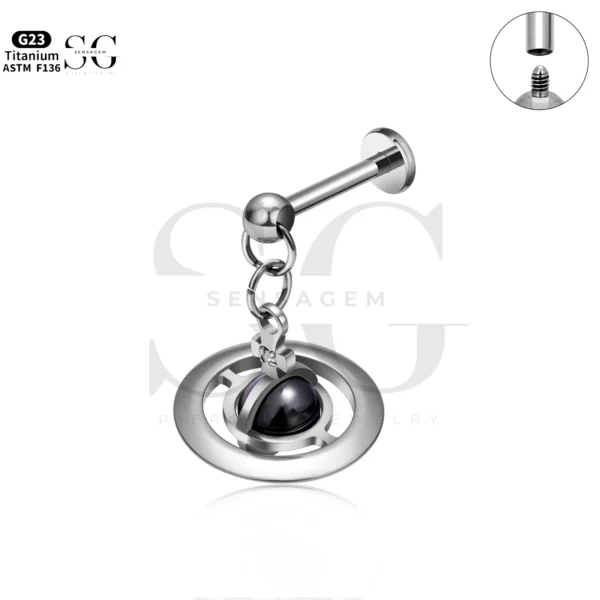 SG4285 Saturn Dangle Jewelry Labret Piercing in Titanium - Image 2