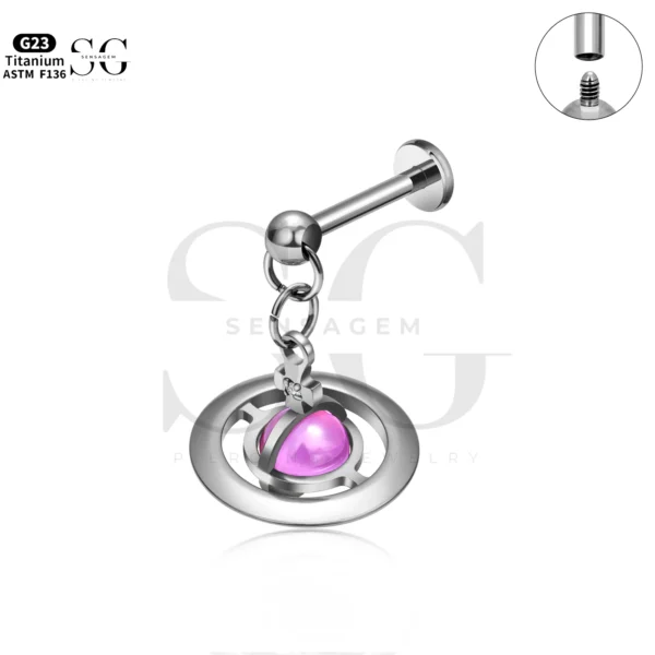 SG4285 Saturn Dangle Jewelry Labret Piercing in Titanium - Image 3