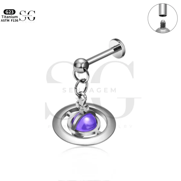 SG4285 Saturn Dangle Jewelry Labret Piercing in Titanium - Image 4