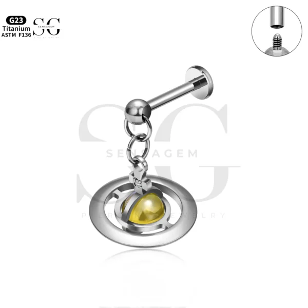 SG4285 Saturn Dangle Jewelry Labret Piercing in Titanium - Image 5