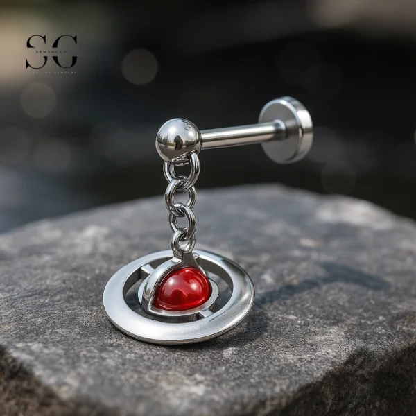 SG4285 Saturn Dangle Jewelry Labret Piercing in Titanium