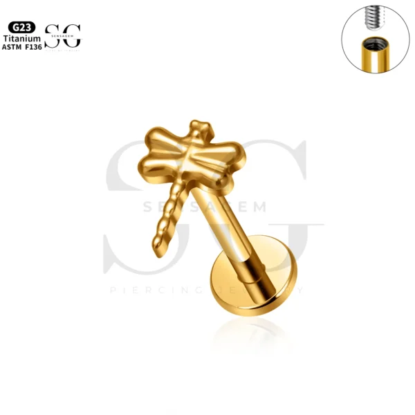 SG4286 Dragonfly Design Labret Piercing Stud Titanium - Image 2