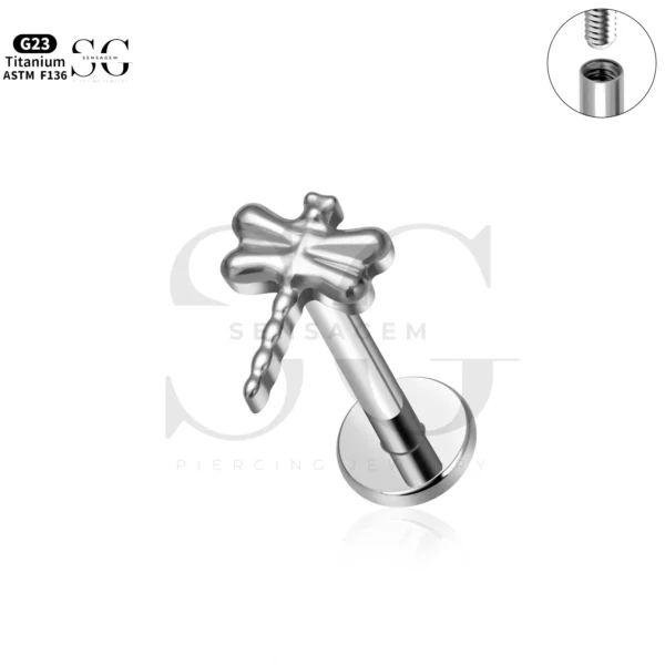 SG4286 Dragonfly Design Labret Piercing Stud Titanium - Image 3