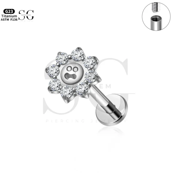 SG4288 Sunflower Titanium Central Labret Piercing - Image 2